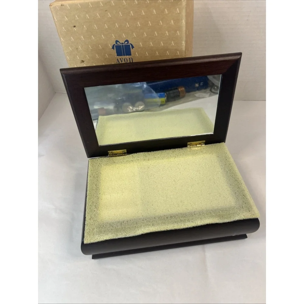 VTG Floral Tapestry Jewelry Box Wood W/ Mirror Lift Out‎ Tray Velvet Inside Read